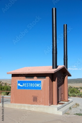 Highway rest stop in the U.S. Public restrooms. photo