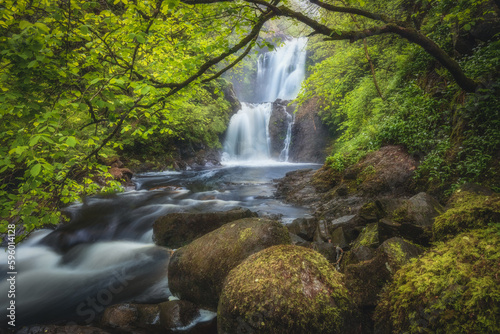 Woodland Waterfall in Spring, Falls of Rha, Isle of Skye photo