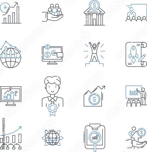 Financial diagnosis line icons collection. Analysis, Assessment, Audit, Balance, Budget, Capital, Cash flow vector and linear illustration. Debt,Equity,Evaluation outline signs set
