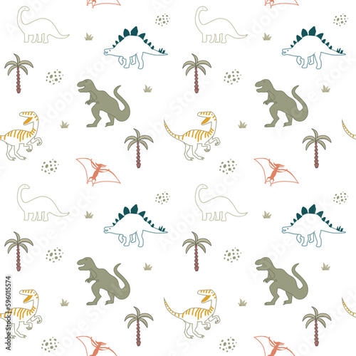 Simple and cute dinosaurs seamless pattern for kids. Creative kids texture for fabric  wrapping  textile  wallpaper  apparel etc. 