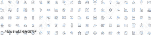 Asset appraisal line icons collection. Valuation, Appraisal, Evaluation, Asset, Property, Inventory, Inspection vector and linear illustration. Assessment,Valuate,Estimate outline signs set