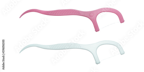 Quadro em tela White and pink dental floss  Isolated on transparent background