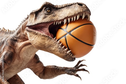 Dinosaur Basketball Sports Star Playing Basketball With Copyspace Generative AI