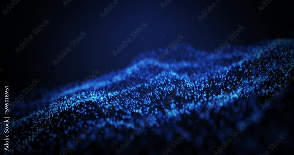 Abstract waves particles of blue color, the particles flicker and glow on a blue background,like water, motion background in 4K, Depth of field Abstract waves particles of blue color, the particles flicker and glow on a blue background,like water, motion background in 4K, Depth of field