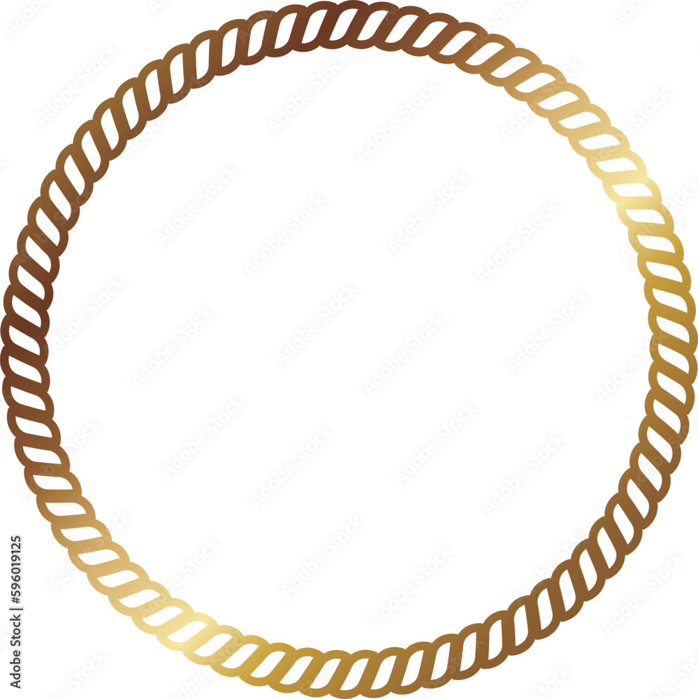 高級感のあるロープの円形フレーム　ゴールド