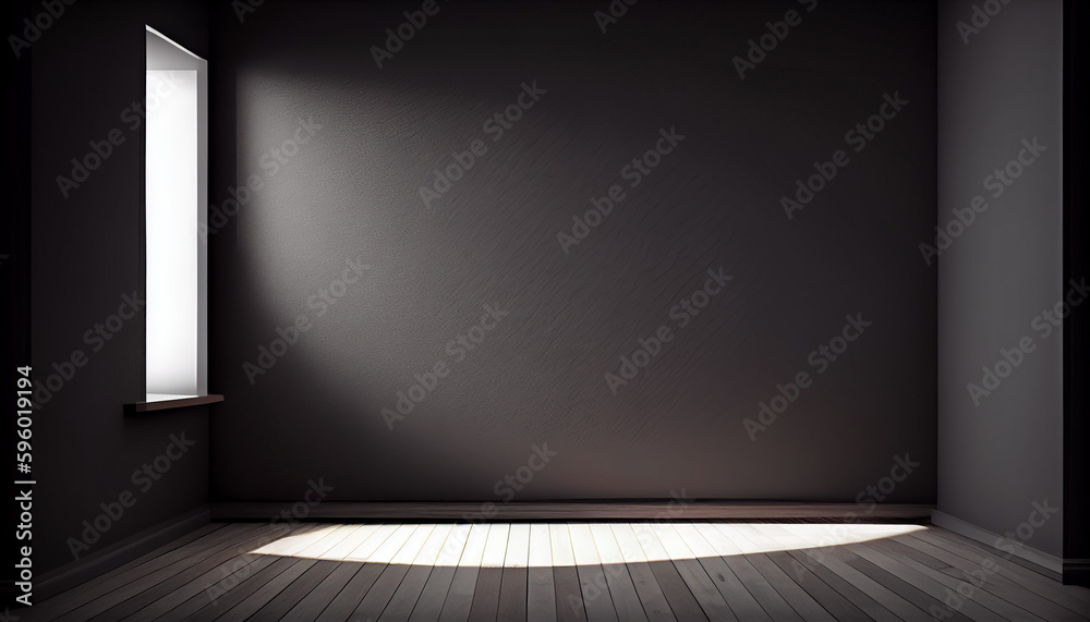 Empty light dark wall with beautiful chiaroscuro. Minimalist background for product presentation, mock up - AI generated Empty light dark wall with beautiful chiaroscuro. Minimalist background for product presentation, mock up - AI generated