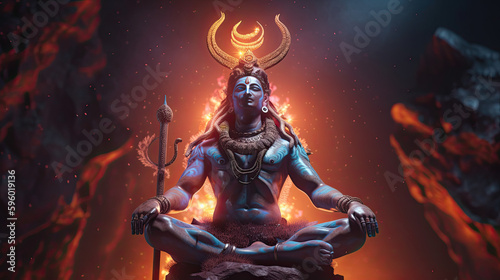 lord shiva meditating created with generative ai