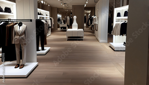 Interior of a clothing store, boutique. Photorealistic. AI generative. © serperm73