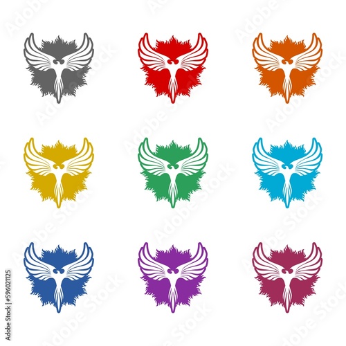 Phoenix logo icon isolated on white background. Set icons colorful
