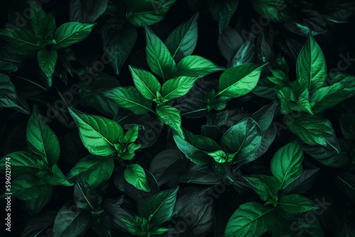 Green leafy wallpaper illustration. Generative AI