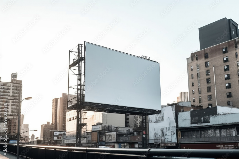 Banner billboard mockup for advertising in city useful for design.AI Generative