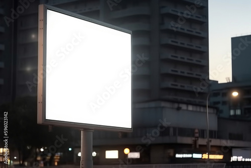 Banner billboard mockup for advertising in city useful for design. AI Generative