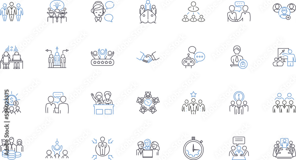Cohesion alliance line icons collection. Unity, Integration, Harmony ...