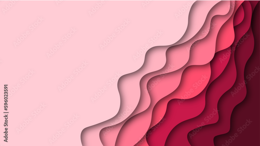 pink abstract background with lines  3d background with waves, papercut background