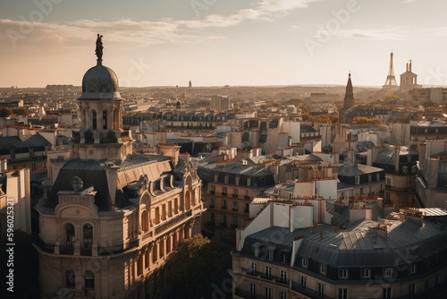 View of Paris cityscape. Generative AI © Marisela