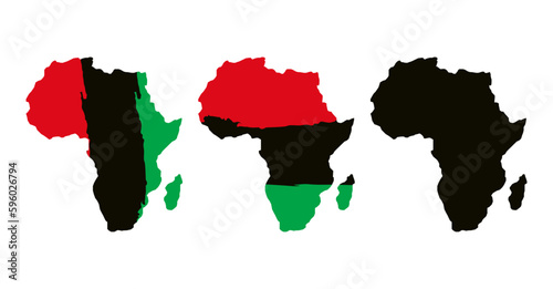 Juneteenth Independence Day. Freedom or Emancipation day. Annual american holiday. Poster, greeting card, banner and background. Silhouette of the African continent in the colors of the flag.