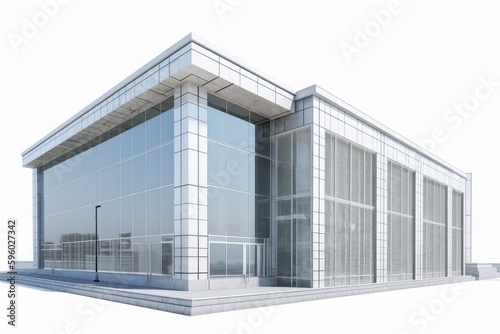 Modern banking building isolated on white background. Generative ai.
