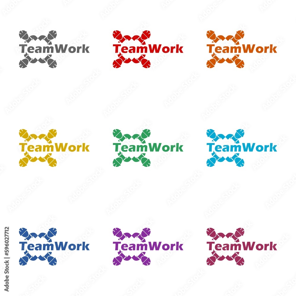 Fototapeta premium Team work logo icon isolated on white background. Set icons colorful