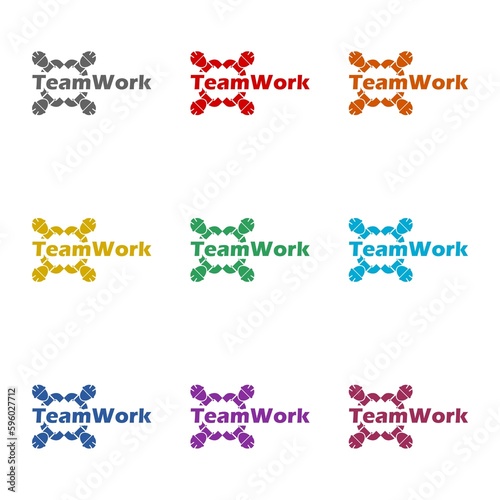 Team work logo icon isolated on white background. Set icons colorful