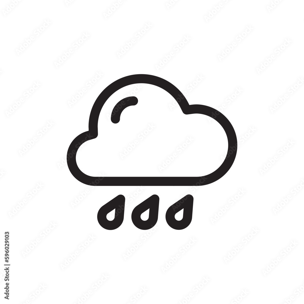 Rain vector icon. Cloud flat sign design. Rainy cloud symbol. Rainfall pictogram. UX UI icon Rain vector icon. Cloud flat sign design. Rainy cloud symbol. Rainfall pictogram. UX UI icon