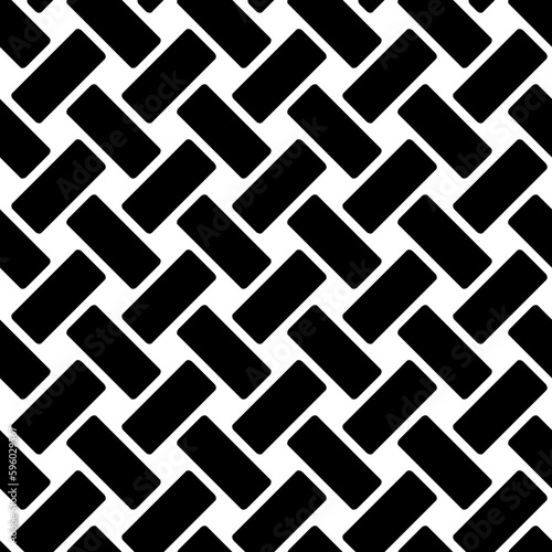 Weave seamless pattern. Repeating black woven basket isolated on white background. Repeated diagonal woven for design prints. Repeat basketweave structure. Geometric lattice. Vector illustration photo