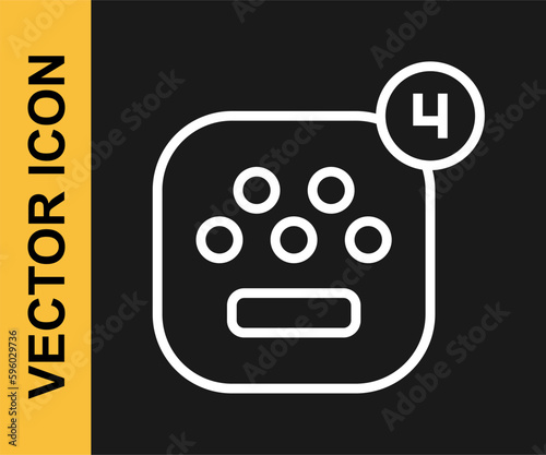 White line Taxi mobile app icon isolated on black background. Mobile application taxi. Vector
