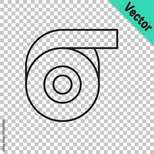 Black line Scotch tape icon isolated on transparent background. Roll adhesive tape. Insulating tape. Vector