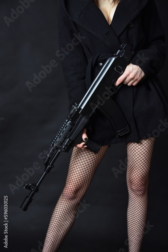 Woman with machine gun