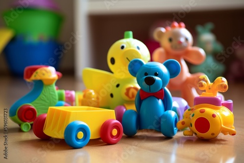 A group of toys for children. Generative AI