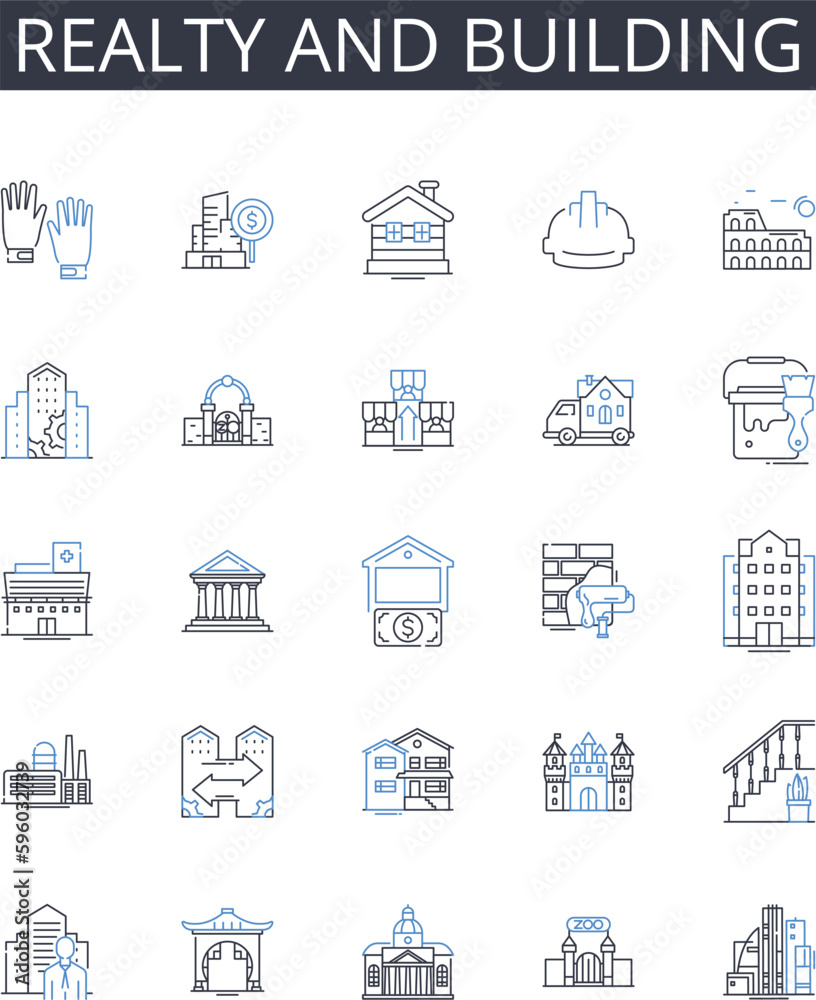 Realty and building line icons collection. Opulence, Extravagance, Decadence, Lavishness, Affluent, Grandiose, Immaculate vector and linear illustration. Sumptuous,Lavender,Ornate outline signs set Realty and building line icons collection. Opulence, Extravagance, Decadence, Lavishness, Affluent, Grandiose, Immaculate vector and linear illustration. Sumptuous,Lavender,Ornate outline signs set