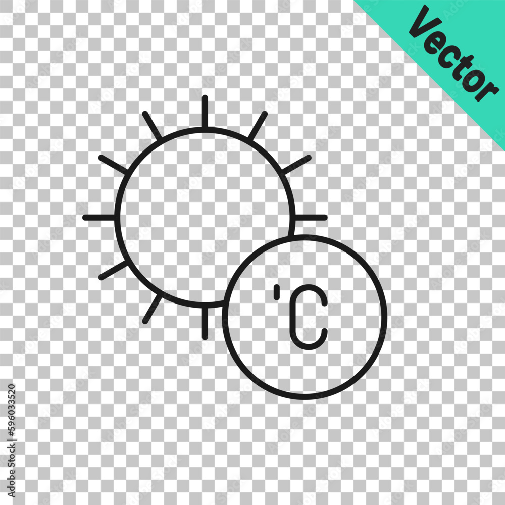 Black line Sun icon isolated on transparent background. Vector Black line Sun icon isolated on transparent background. Vector