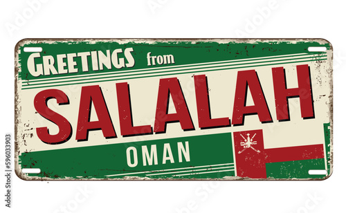 Greetings from Salalah vintage rusty metal sign