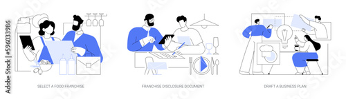 Franchise in food business abstract concept vector illustrations.