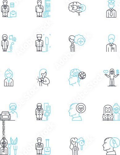 Internationalization linear icons set. Globalization, Localization, Interconnectedness, Culture, Diversity, Multilingualism, Integration line vector and concept signs. Standardization,Adaptability