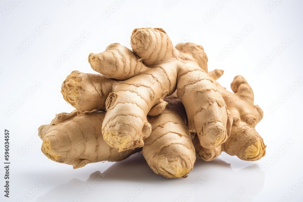Composition of fresh ginger root. Generative AI Composition of fresh ginger root. Generative AI