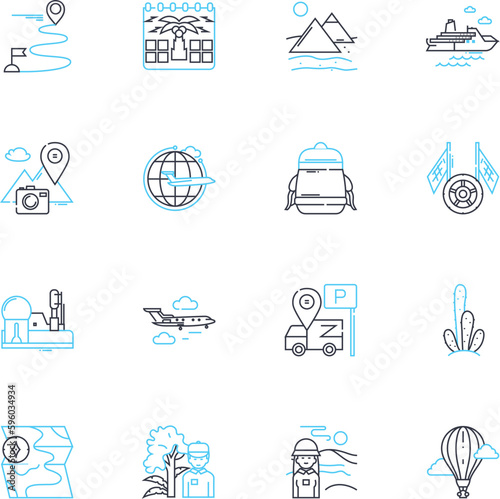 Runway linear icons set. Fashion, Catwalk, Modeling, Design, Glamour, Style, Couture line vector and concept signs. Trend,Walk,Pose outline illustrations