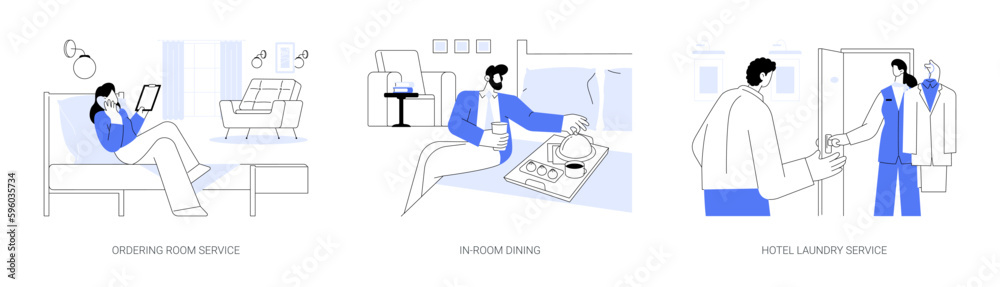 Business accommodation facilities abstract concept vector illustrations.