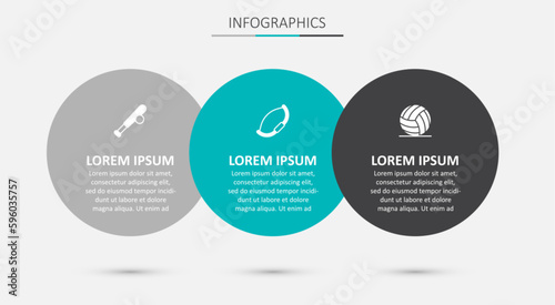 Set Medieval bow, Baseball bat with ball and Volleyball. Business infographic template. Vector