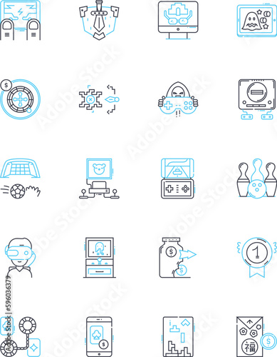 Speculation linear icons set. Investment, Risk, Probability, Chance, Forecasting, Prediction, Analysis line vector and concept signs. Futures,Options,Hedging outline illustrations