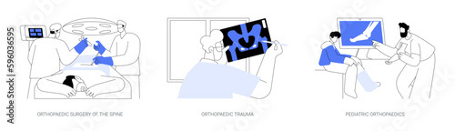 Traumatology and orthopaedic surgery abstract concept vector illustrations.