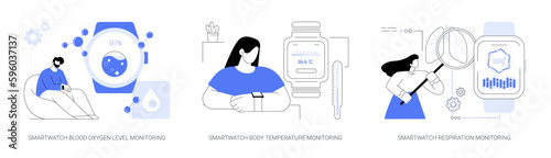 Smartwatch healthcare technologies abstract concept vector illustrations.