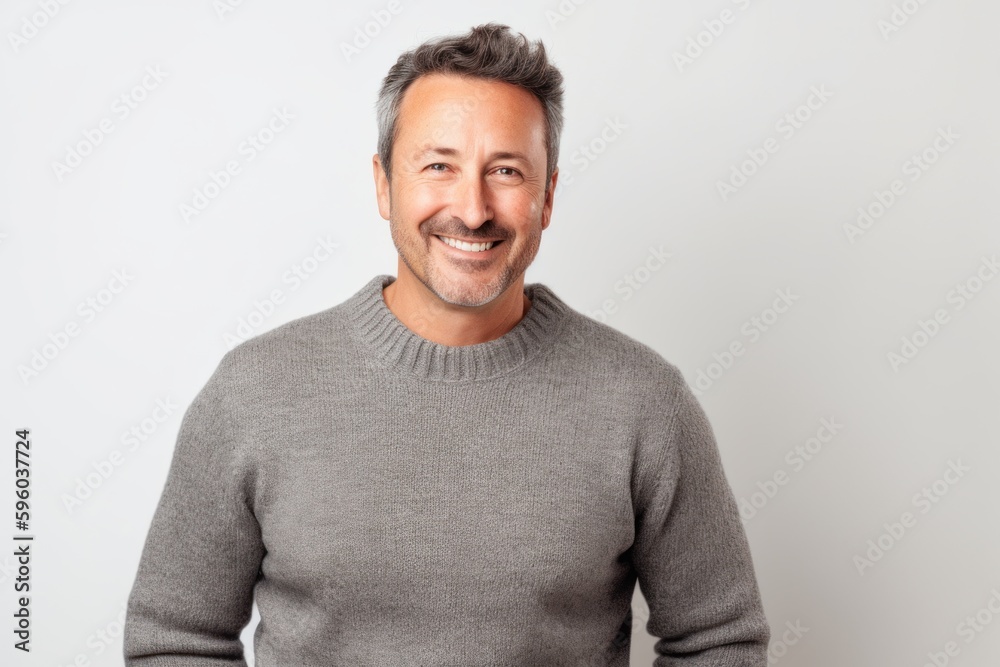 Portrait of a smiling middle-aged man on a white background Portrait of a smiling middle-aged man on a white background