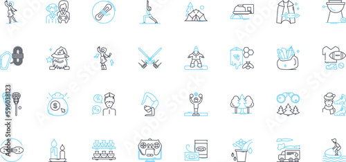 Vibrant Festival linear icons set. Celebration, Colorful, Cheerful, Dynamic, Festival, Carnival, Joyful line vector and concept signs. Vibrant,Lively,Energetic outline illustrations