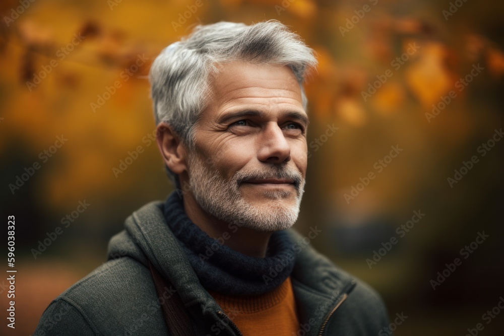 Portrait of a middle-aged man in an autumn park. Portrait of a middle-aged man in an autumn park.