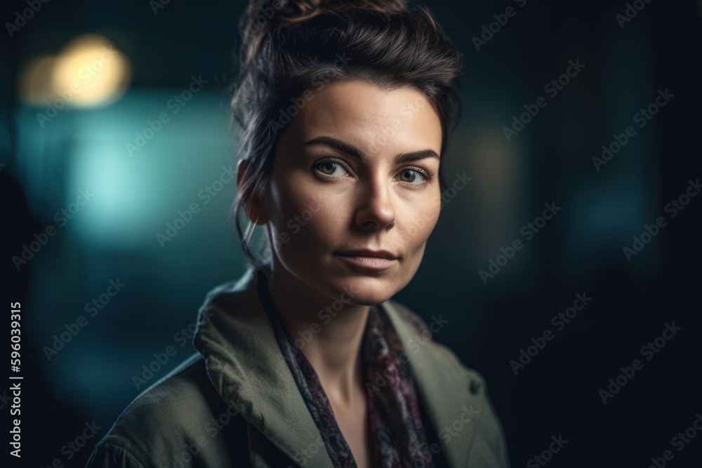 Portrait of a beautiful young woman in a coat with a scarf Portrait of a beautiful young woman in a coat with a scarf