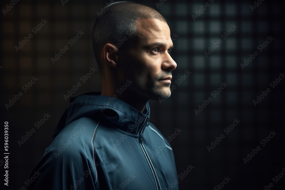 Portrait of a handsome young man in sportswear on dark background Portrait of a handsome young man in sportswear on dark background