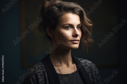 Portrait of a beautiful young woman with long brown hair. Beauty, fashion.
