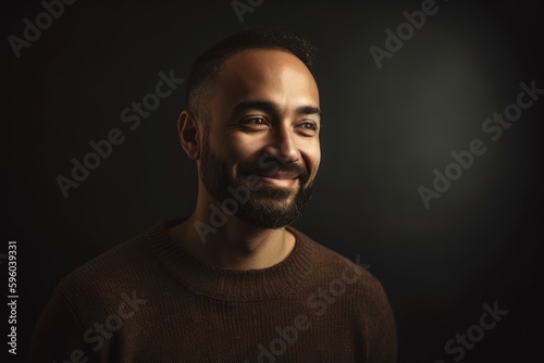 Portrait of a happy african american man on dark background