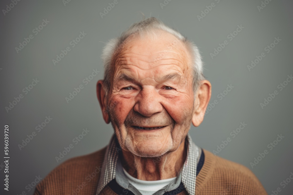 Portrait of an old man. Isolated on gray background. Portrait of an old man. Isolated on gray background.