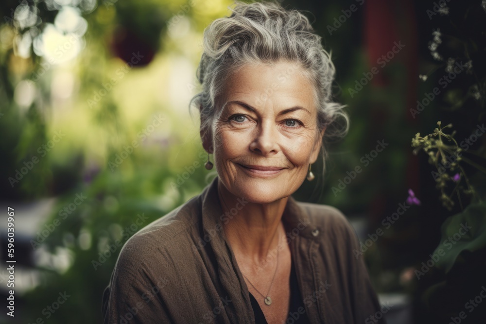 Portrait of a beautiful senior woman with grey hair, outdoors. Portrait of a beautiful senior woman with grey hair, outdoors.